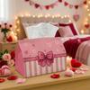1pc Modern Romantic Minimal Valentine'S Day Tissue Box | Bow Stripe Pink Napkin Storage Box, Suitable for Rolls/Facial Tissues/Single Sheets, Multi-Fu