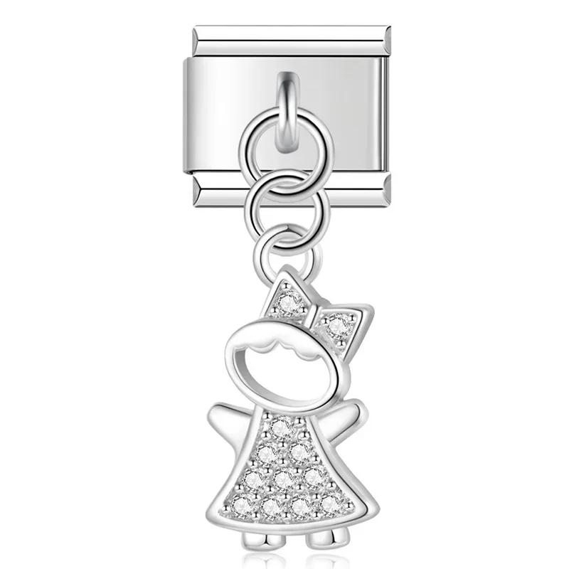 

Hapiship New Fashion Original Daisy Boy Girls Shiny CZ Italian Charm Fit 9mm Bracelet Stainless Steel Jewelry Making DJ670