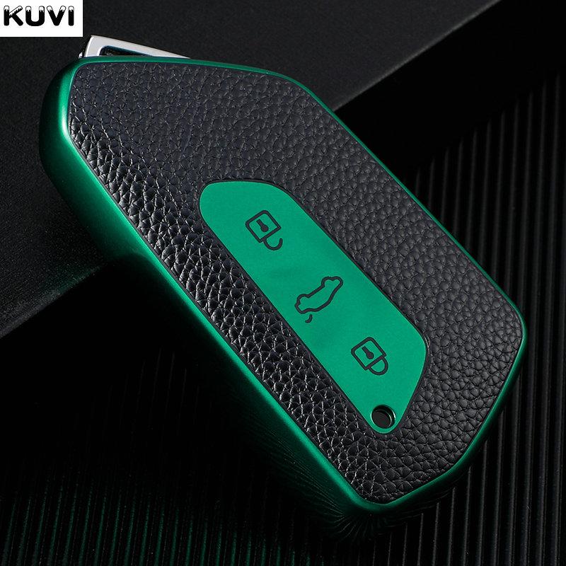Leather TPU Car Key Case Cover Shell Fob for VW Golf 8 ID4 for Skoda Octavia 4 A8 MK8 for Seat Leon Fr Mk4 Cupra Formentor 2023
