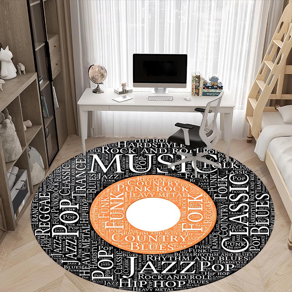 1pc Music Genres Chair Carpet for Office, Soft, Non-Slip Polyester Mat, Office, Living Room, Bedroom, Durable Polyester yy251207122