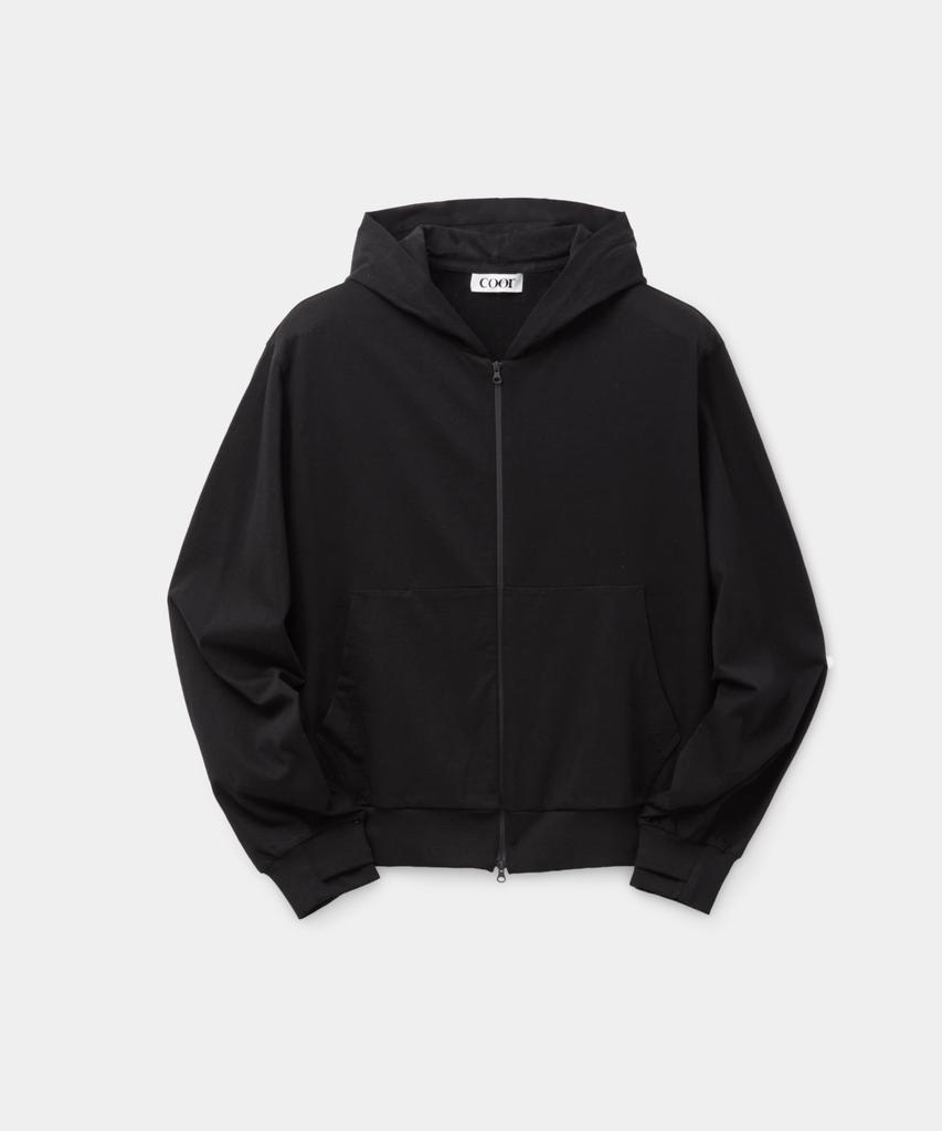 Kueo Essential Cotton Single Hooded Zip-Up (Black)