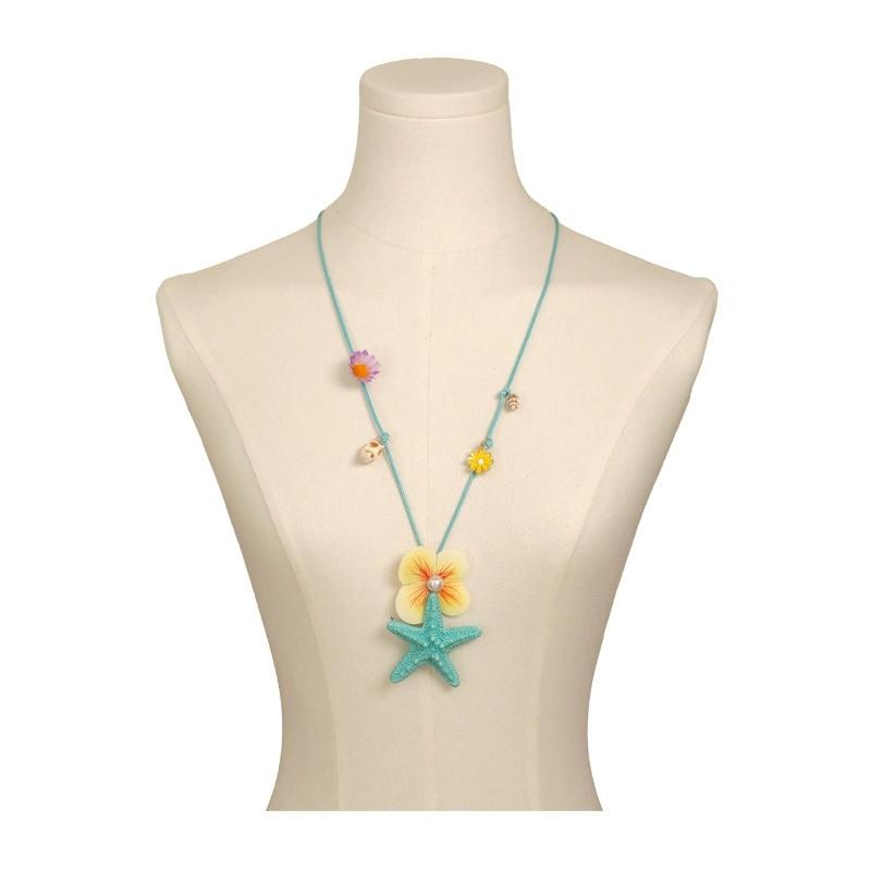 Trendy Summer Starfish Shell Flower Pendant Long Necklace For Women 2026 New Beach Vacation Vintage Charm Y2K Jewelry Accessorie