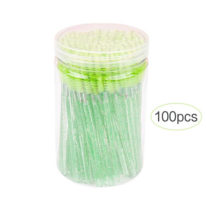 100pcs Disposable Eyelash Extension Makeup Brush Eyebrow Comb MicroBrush With Box Crystal Handle Mascara Wands Lash Lifting Tool