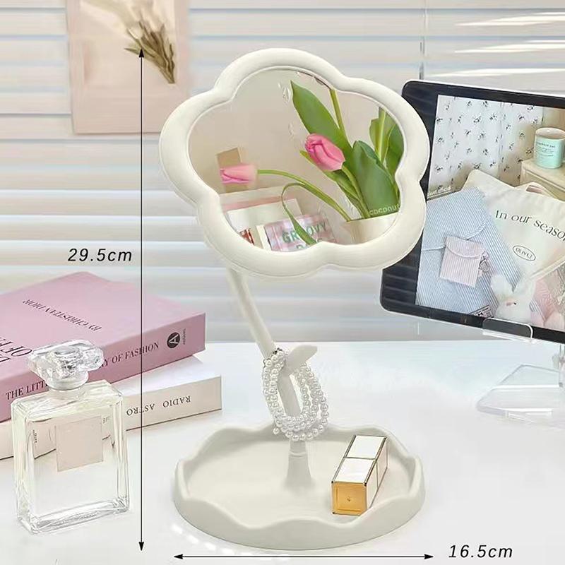 Flower Mirror Makeup Mirror Desktop Mirror Student Dormitory Desktop Makeup Mirror Special-Shaped Dresser Makeup Mirror Girls