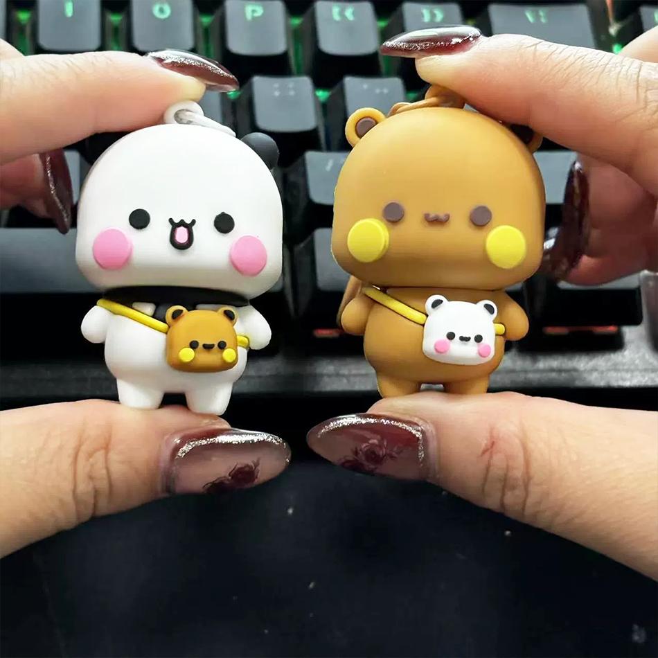 In Stock Panda Bubu And Yier Pendant Dolls Kawaii Toys Cute Cartoon Panda Bear Doll Key Chain Backpack Pendant Couple Gift