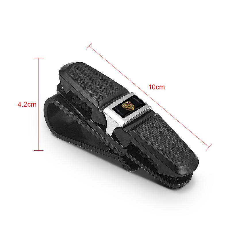 1pcs Car Sun Visor Glasses Box Universal Sunglasses Clip Card For Porsche Cayenne Macan 911 Gt3 918 928 944 968 Boxster Panamera