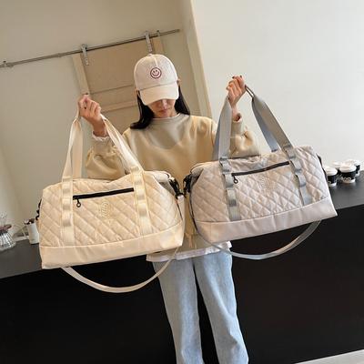Rhombus Fitness Bag Portable Yoga Bag Women's Dry and Wet Separation Waterproof Large Capacity Luggage Bag Short-haul Travel Bag