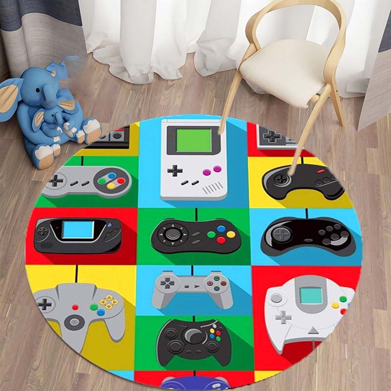 Anime Gamer Controller Children Play Round Carpet Bedroom Anti-slip Carpet Living Room Floor Mats Home Decoration Floor Mats