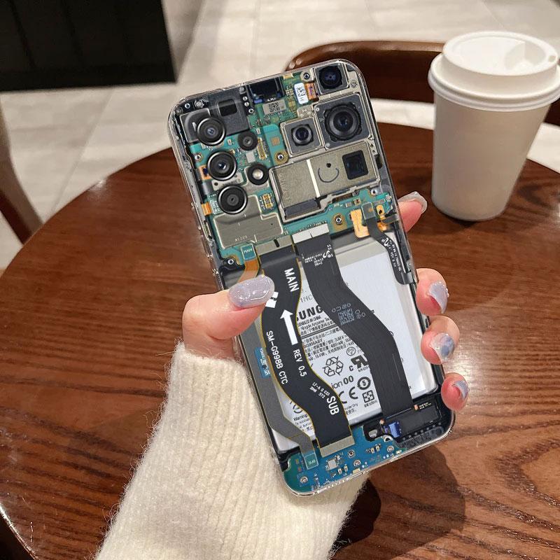 For Samsung Galaxy A55 Case A54 A52 A53 5G A15 A14 A13 A21S A23 A51 A34 A35 A33 A32 A72 A71 Phone Cover Phone Back Circuit Board
