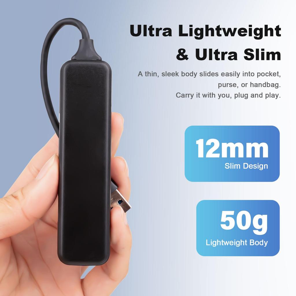 USB Hub and Portable USB To Multiport Splitter with USB Extender for Laptops and Desktop Computers 4-port (2 Pieces), Ultra-thin USB-C Adapter,