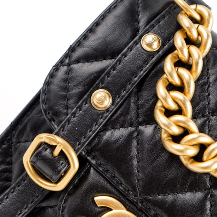 Chanel Calfskin Messenger Bag, Cell Phone Pouch, One Shoulder Handbag, Crossbody Bag Mini Women's Black AS2695-B06361-94305