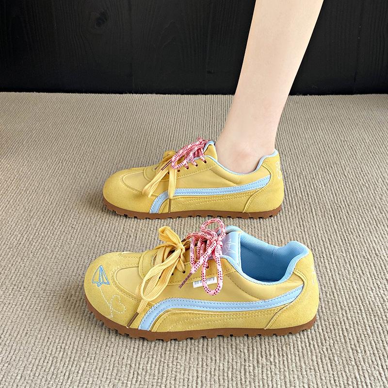 Student female flat bottom casual spring new ugly cute big head shoes bread shoes soft sole versatile board shoes