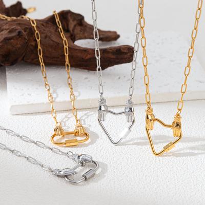 Carabiner Chain Necklace 18K Gold Plated | Stainless Steel, DIY Pendant, Fashionable Unisex Link Chain Jewelry