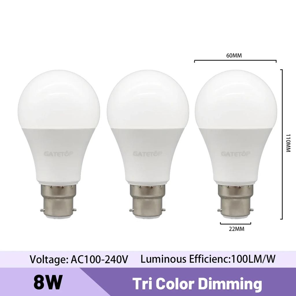 3pcs E27 B22 Energy Saving 3 Color Temperature CCT Bulb AC110V 220V 18W 24W Memory Function Color Temp Reset Light for Bedroom