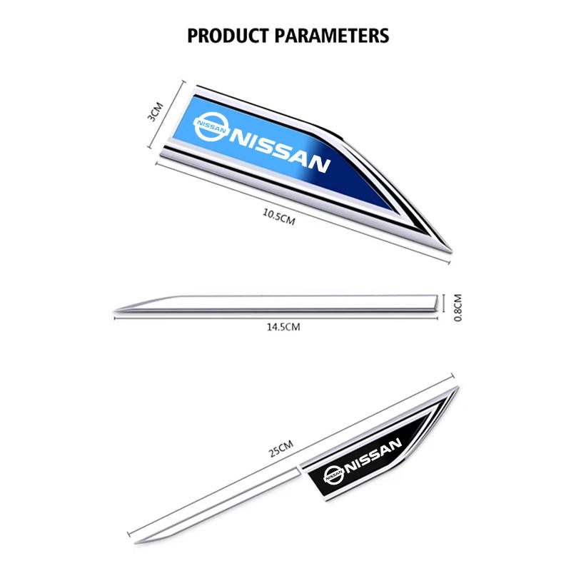 2 Piezas Emblema Metálico para Coche Pegatina Guardabarros de Puerta Decoración de Carrocería de Automóvil Para Nissan Sylphy N7 Teana Qashqai Note J10 J11 Navara Juke GTR