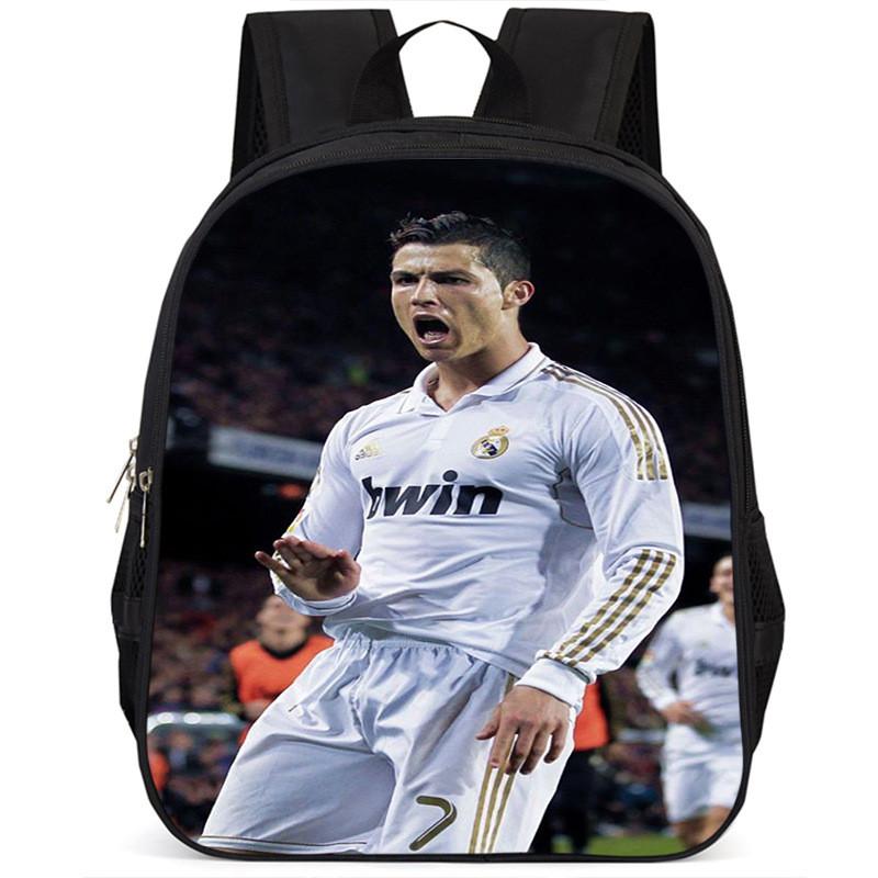 Spacious 15 Inch Cristiano Ronaldo School Backpack For Kids Lightweight Oxford Fabric