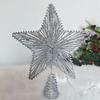 Champagne LED Glowing Christmas Tree Top Star Ornament – Wrought Iron 5-Point Star Decoration