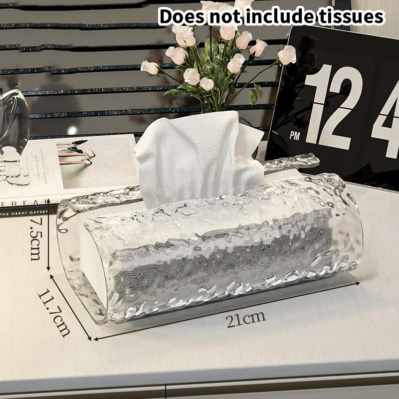1Pc, Elegant Oval Wavy Textured Tissue Box Cover, Plastic Napkin Holder For Bathroom, Premium Living Room Table DéCor