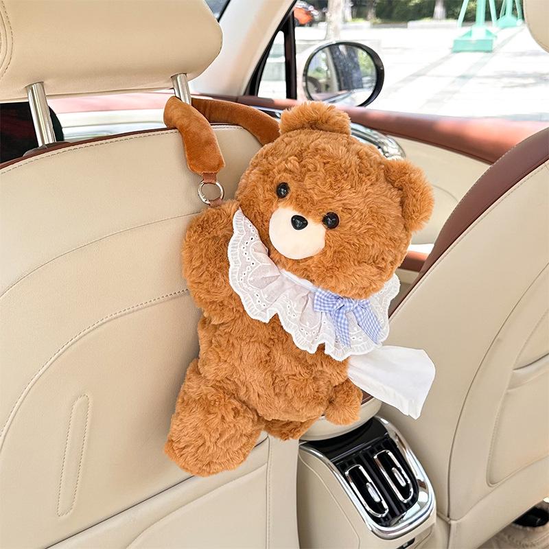 Creative Cartoon Car Plush Tissue Box - Hanging or Armrest Style