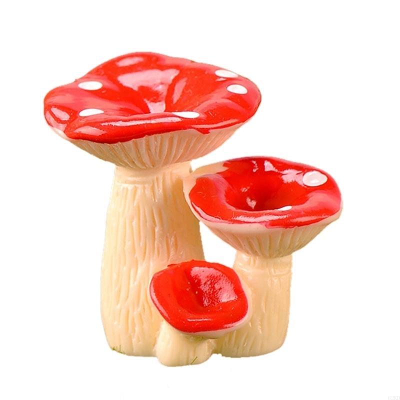 62KD Miniature Resin Mushroom Figurine Multipurpose Potted Plant Accessory