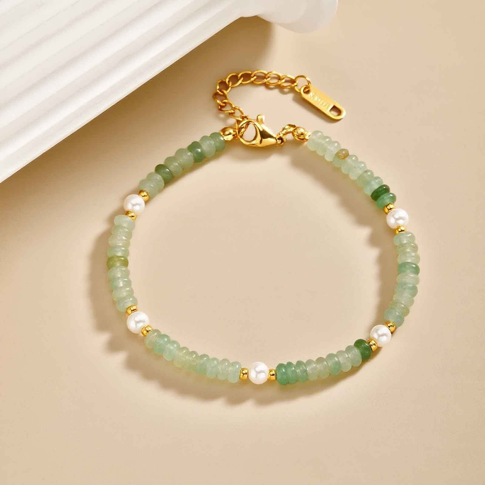 

Vnox Fashion Natural Stones And Pearls Beaded Bracelets, Small Heart Luxury Couple Beads Bracelet, Hand Jewelry Freshwater