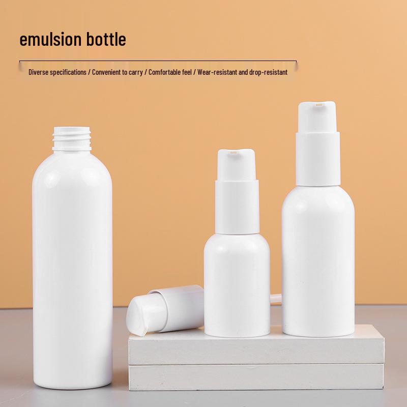 

White PET Round Shoulder Lotion Pump Bottle, 80/100/180ml, Travel Size Cosmetic Container. 80ml White PP