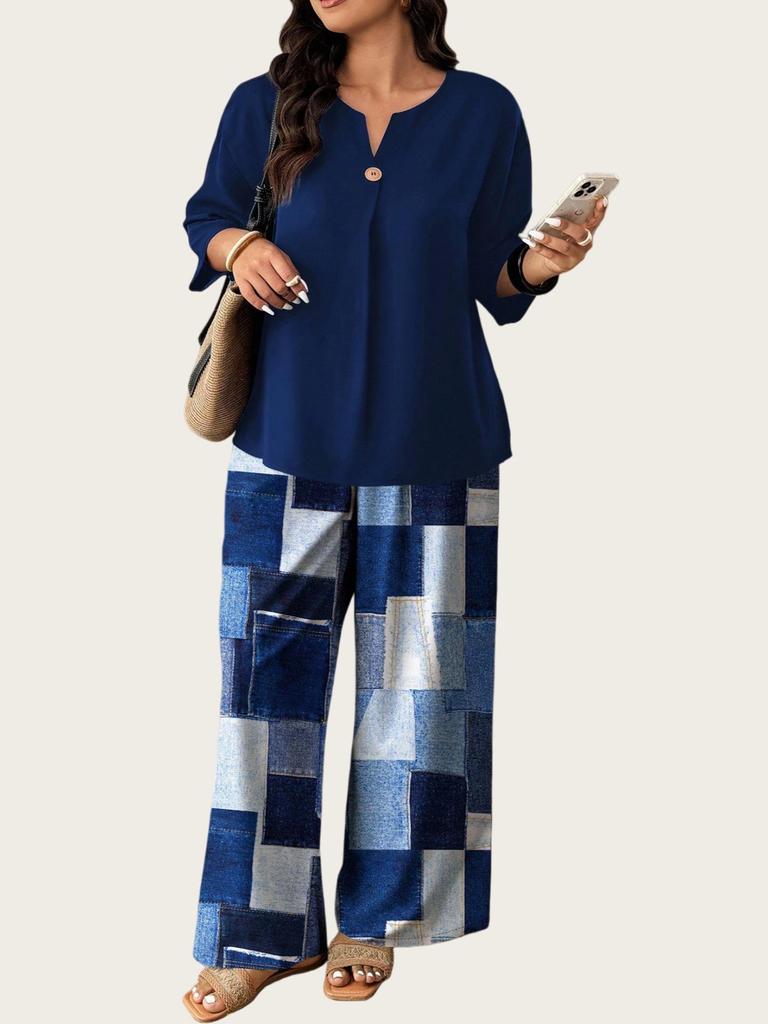 Middle Eastern Muslim Print Two-Piece Set with Exquisite Imitation Embroidery for Cross-Border E-Commerce in Malaysia