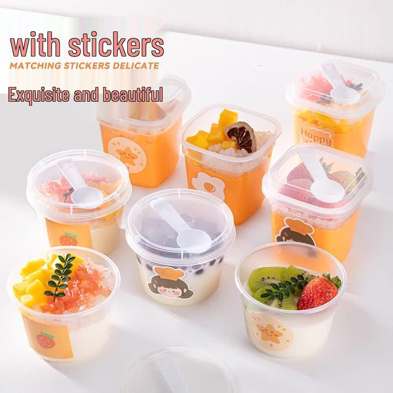 Disposable Pudding Cup with Lid and Spoon