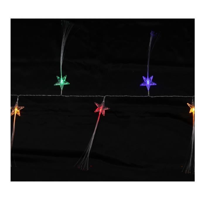 Guirlande de Noël LED intérieure étoiles fibre optique - 1,35 m - Multicolore - Pile