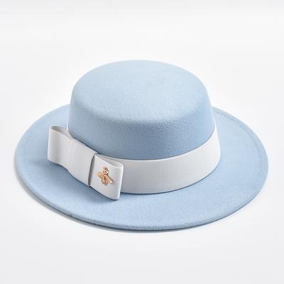 Fedora klobouk pro ženy módní formální svatební dekorace kostelní čepice plochý vršek mašle párty jazzový klobouk chapeau femme