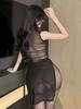 Sexy Cheongsam Dress Elegant Hollowed Out Chest Mesh Transparent Nightgown Tempting Women Sweet Thin Sheer Dress Tops TSY8