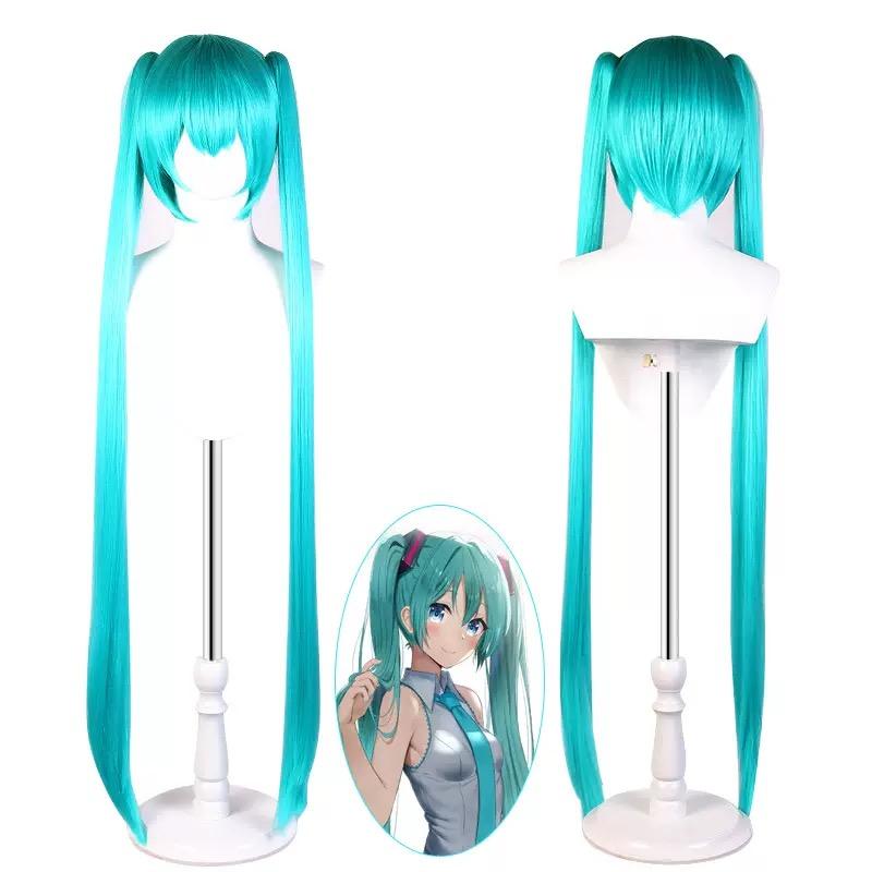 Anime Lang Synthetisch Haar met Twee Clips Roze Party Lolita Voor Vrouwen dames Meisjes Cosplay Pruik Halloween Pruik 1pc blue