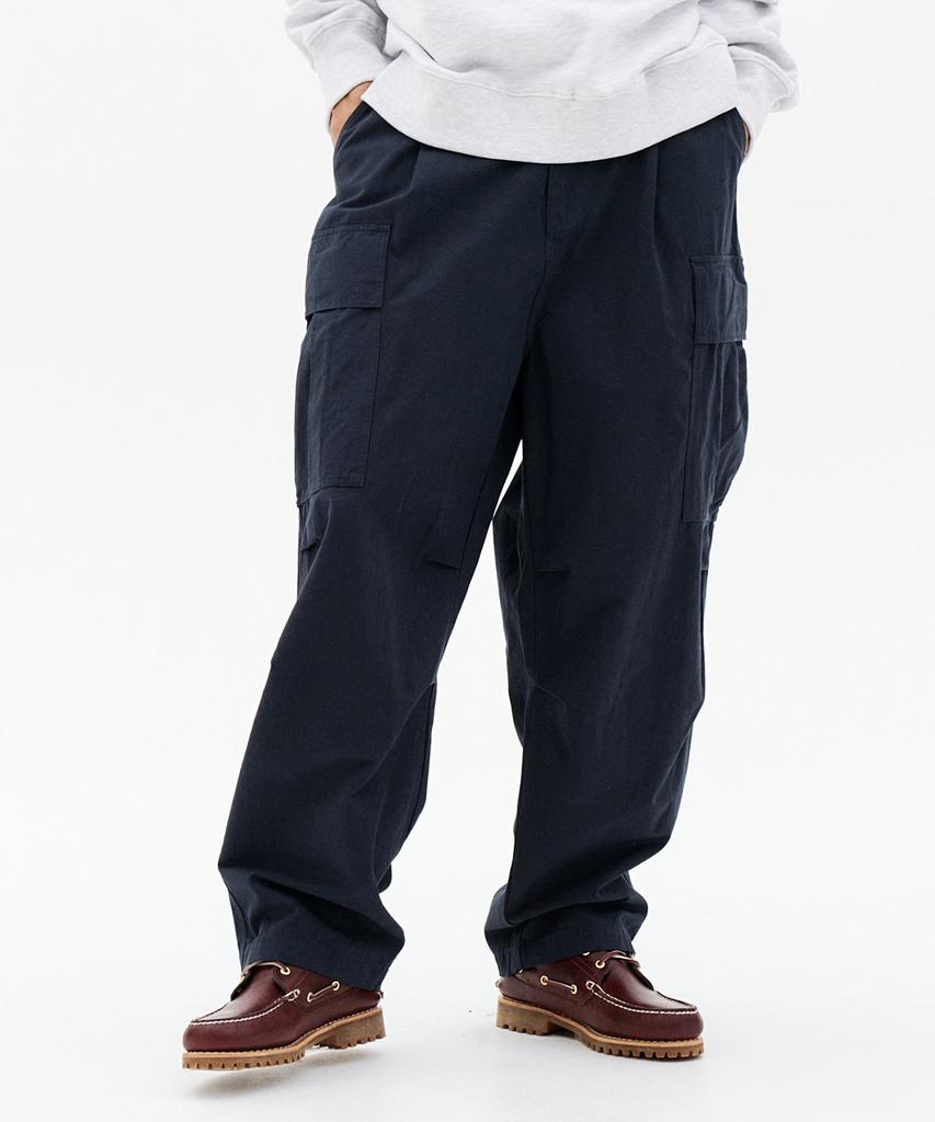 CONTROBANAL3 Single-Pleat Wide Cargo Pants [Navy]