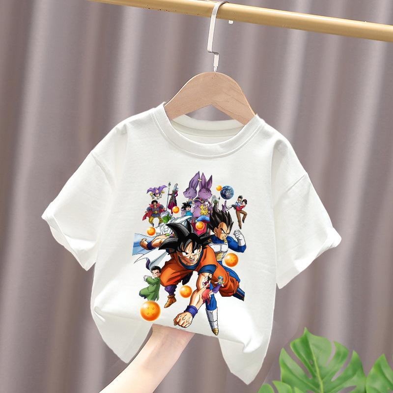 Dragon Ball Fiúk Fehér Pamut Póló Sun Goku Kisgyermek Rövid Ujjú Pólók Rajzfilm Nyári Ruhák Kawaii Felsők Születésnapi Ajándékok
