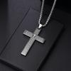 Collana con Croce di Gesù Cristiana per Uomo Donna Catene in Acciaio Inossidabile Choker Religione Ciondoli Blu Gioielli Regali per Preghiera Battesimo
