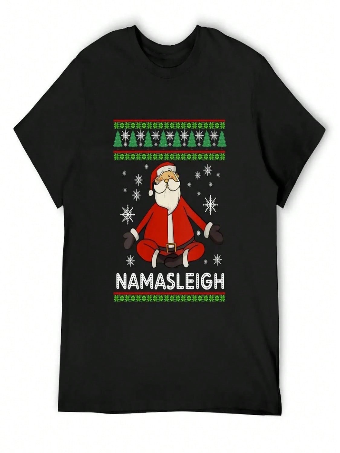 Namasleigh Santa Namase Yoga Funny Christmas Gift T-Shirt Designer Shirts Graphic Tee Shirt Korean Fashion T Shirts unisex S разноцветный
