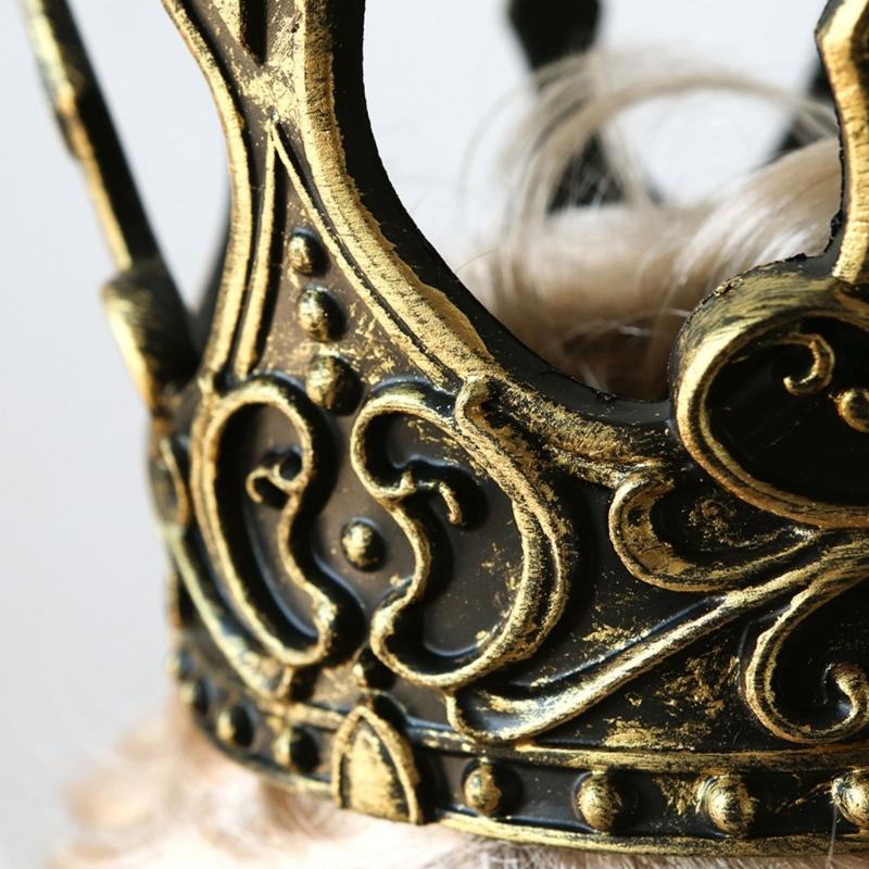 Medieval Vintage King Crowns With Crescents Designs Cosplay Accessory Headwear Crownpiece For Men and Kids School Event
