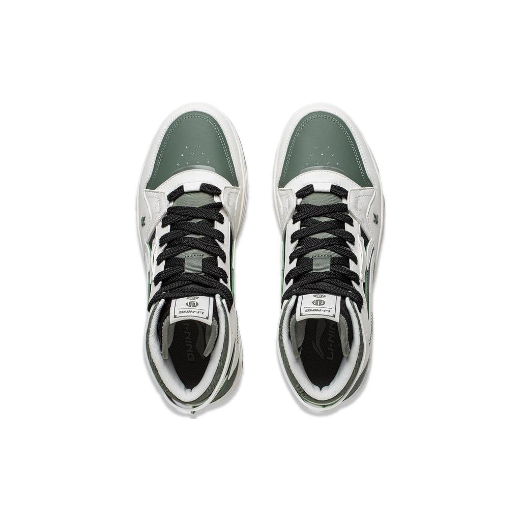 Li Ning Mountain Origin 2.0 Slip Resistant Abrasion Resistant High top Skateboard Shoes Men's White Green AGCT291-2