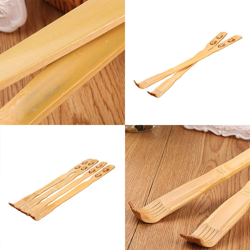 18" Handy Bamboo Massager Back Scratcher Wooden Body Stick Roller Itch Relaxer