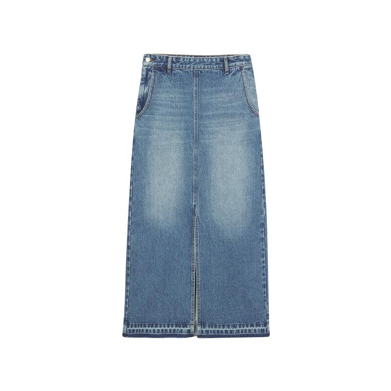 LESS 2024 Autumn H-Line Cotton Denim Maxi Skirt