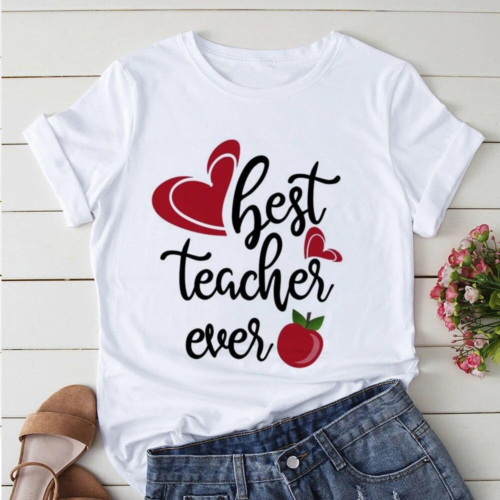 Battery Life of Teacher Print T Shirt Women Summer Tees Casual for Lady Short Sleeve Y2k Tops Harajuku 90s Tee Female Funny Gift