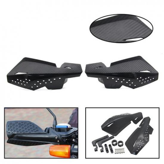 Motorcycle Handlebar Handguard Hand Shield Protector Carbon Fiber Look Black x2
