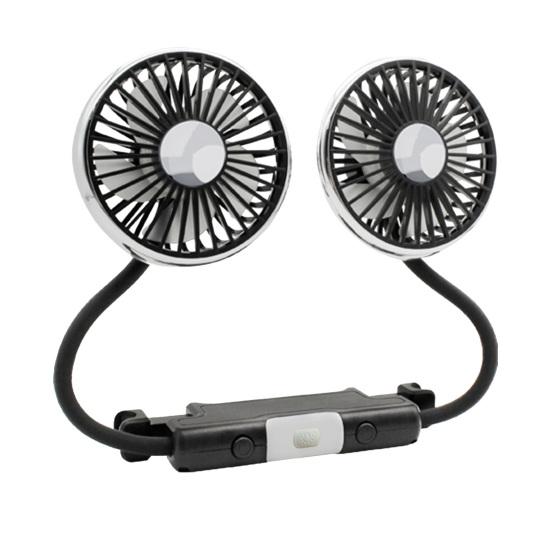 Dual Head Car Fan 360-degree Adjustable Built-in Lighting 3