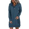 Damen Kleider Langarm Kordelzug Pullover Top Kleid Casual Hoodie Pullover Kleid Kleider