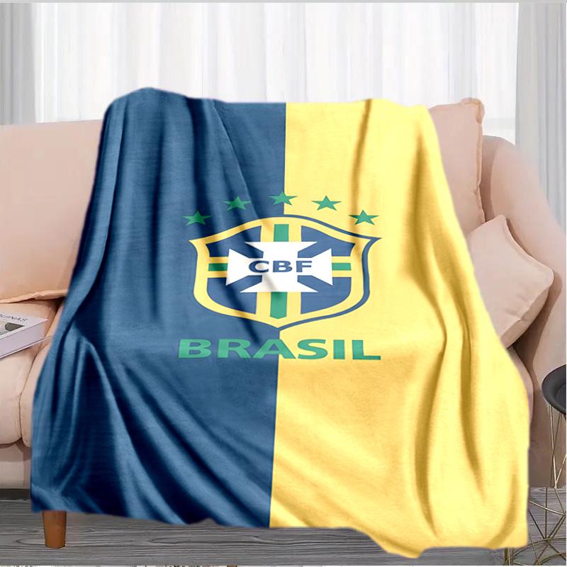 Brazilian Football Crest Printed Throws Blanket Soft Flannel Blankets for Couch Bed Gifts for Men Women Picnic blanket Christmas gifts