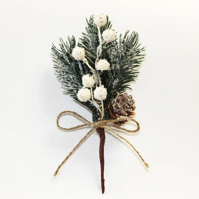 

1 шт. Рождественские украшения Праздничные и для вечеринок Принадлежности Рождественская искусственная сосновая ветка Ягода Цветок Букет Пик Рождественский декор 1 pcs белый