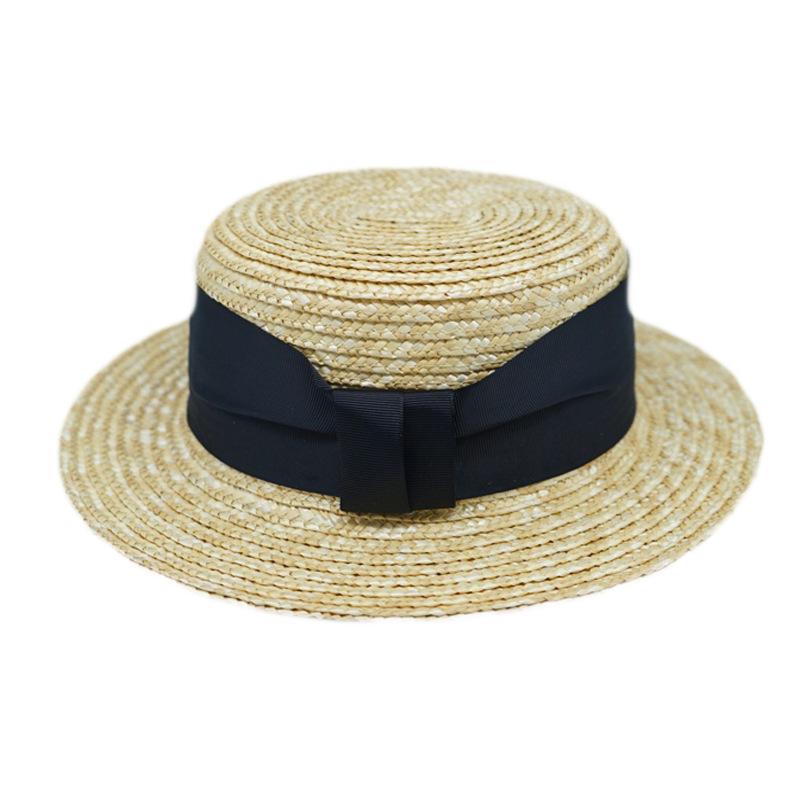 Korea, Japan, Summer Boys And Girls, Children'S Wide Flat-Brimmed Straw Flat-Top Top Top Hat, Sunshade, Sunscreen, Moisture Straw Hat, French