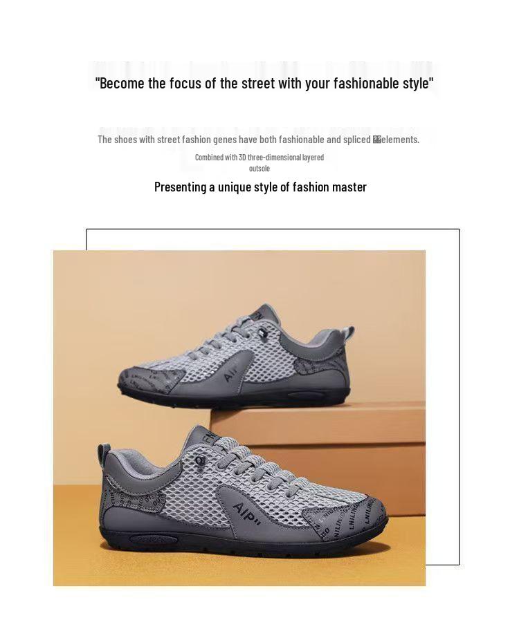 Men's Slip-on Breathable Mesh Skate Shoes - Soft Sole, Non-slip, Casual, Trendy, Versatile Forrest Gump Style