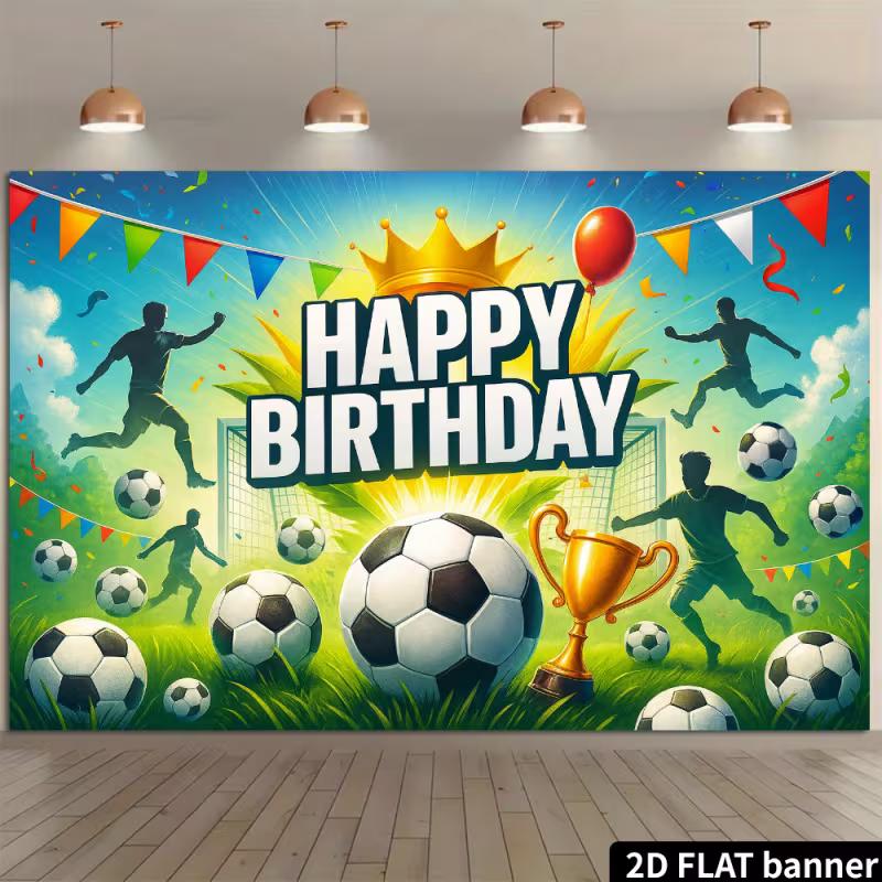 2D Fußballspieler Silhouette Geburtstag Hintergrund Pokal Partyzubehör