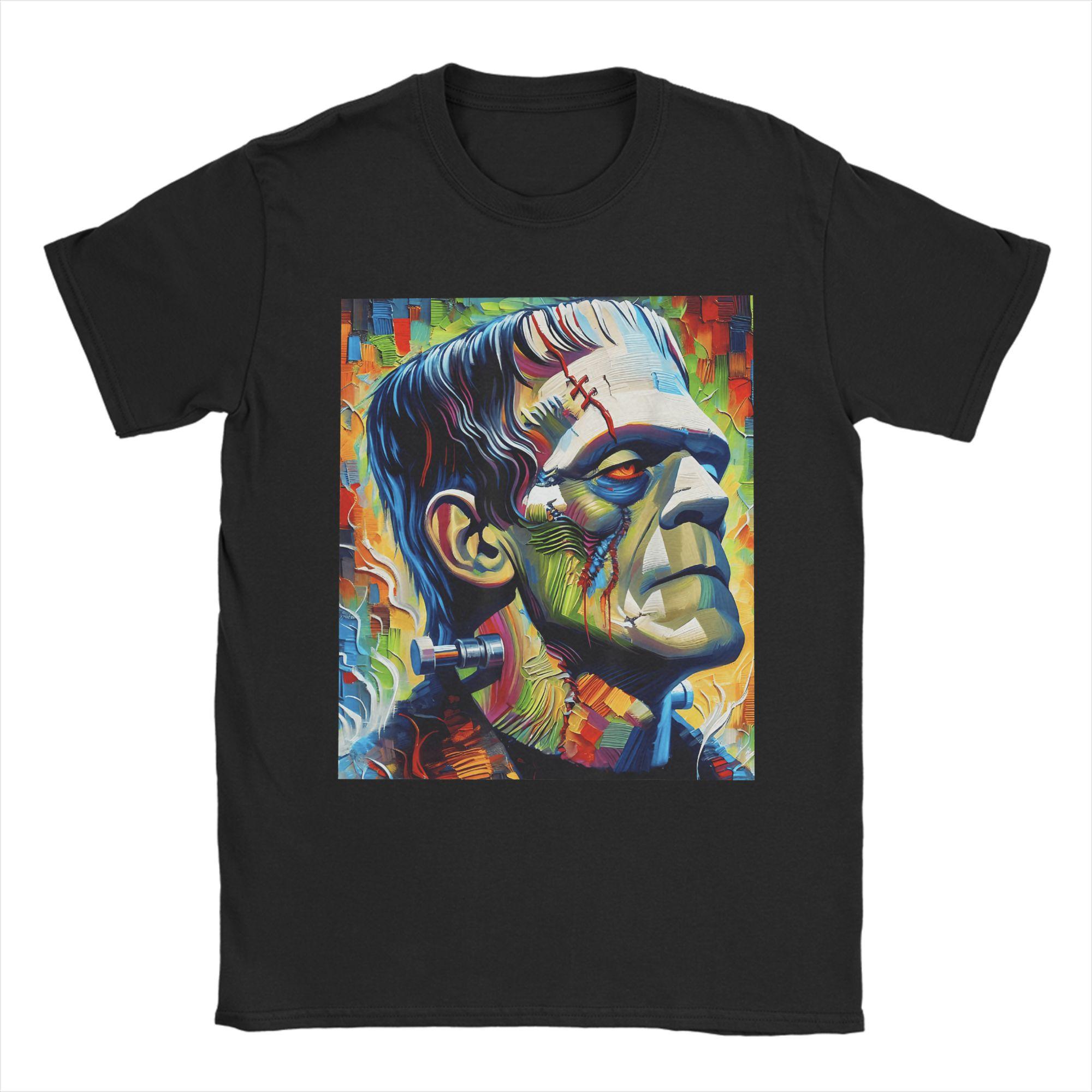 

Men s Frankenstein Monster Halloween T Shirts Cotton Tops Novelty Short Sleeve Round Collar Tee Shirt Gift T-Shirt 4XL